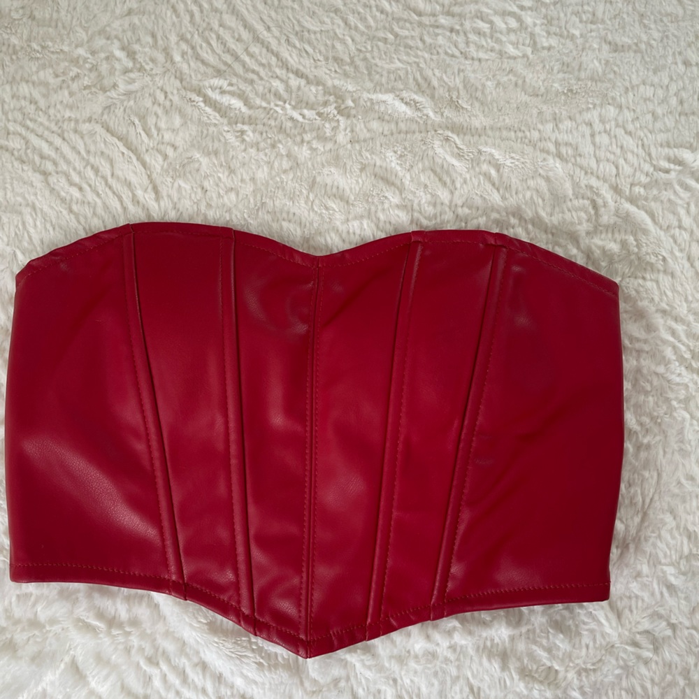 Red leather corset fashion nova